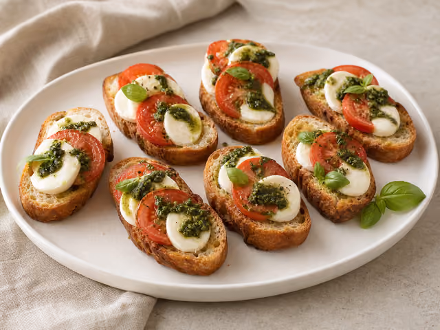 Grauzdiņš ar tomātu, mocarellas sieru un pesto